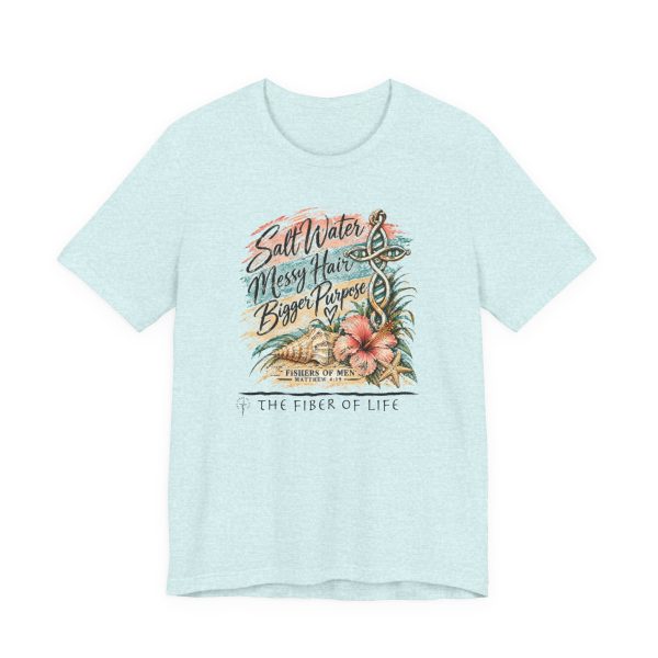 Divine Design - Messy Hair , Bigger Purpose— 'The Fisher of Men' Christian Beach Tee, splash heart